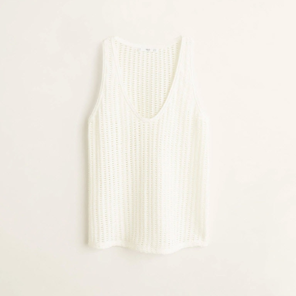 Openwork strapped top - off white